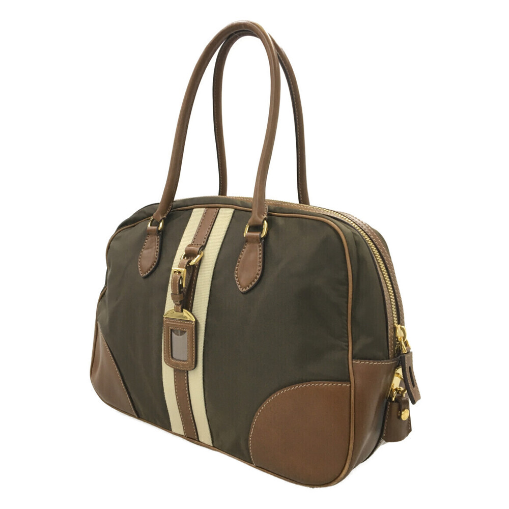 Prada Brown 2way nylon leather handbag